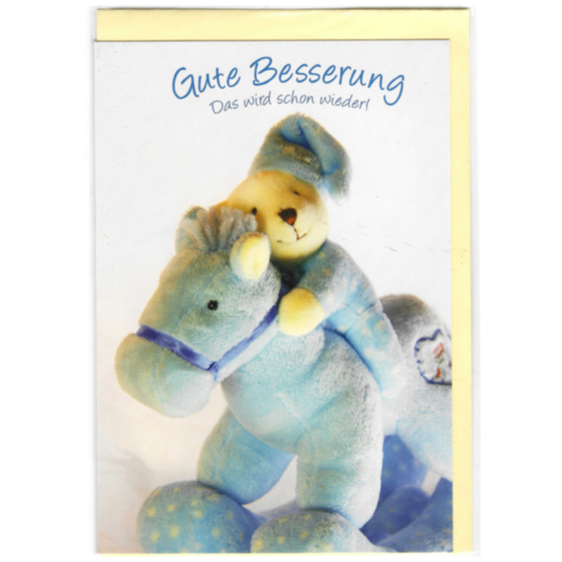 Genesungskarte „Gute Besserung“ mit Kamillentee-Motiv herzliche Grußkarte